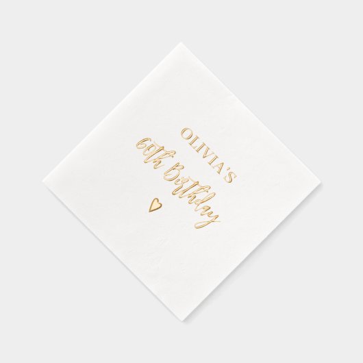 第60誕生日エレガントハートモダン金ゴールド 箔ナプキン (右)