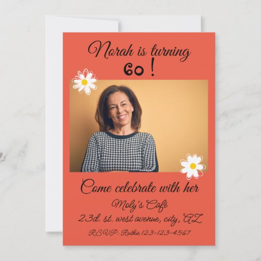 第60誕生日エレガント及び鮮やか招待状 招待状 (正面)