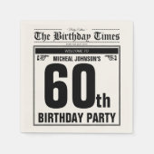 第60誕生日オールド新聞おもしろいユニークカスタム スタンダードカクテルナプキン (正面)