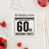 第60誕生日オールド新聞おもしろいユニークカスタム スタンダードカクテルナプキン (インサイチュ)