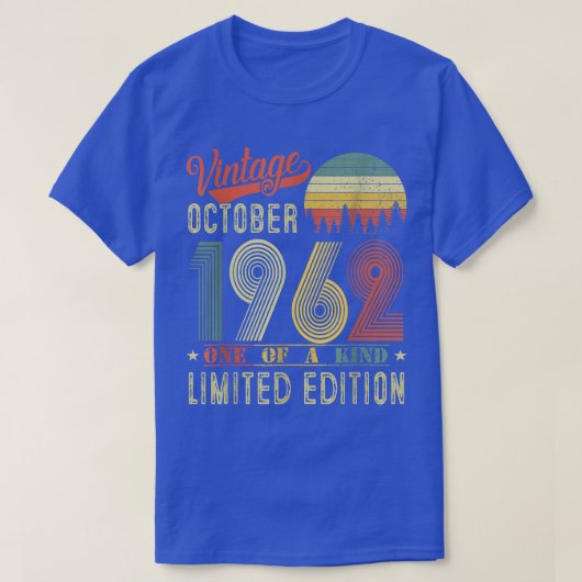 第60誕生日ギフトヴィンテージ1962年10月限定E Tシャツ (デザイン正面)