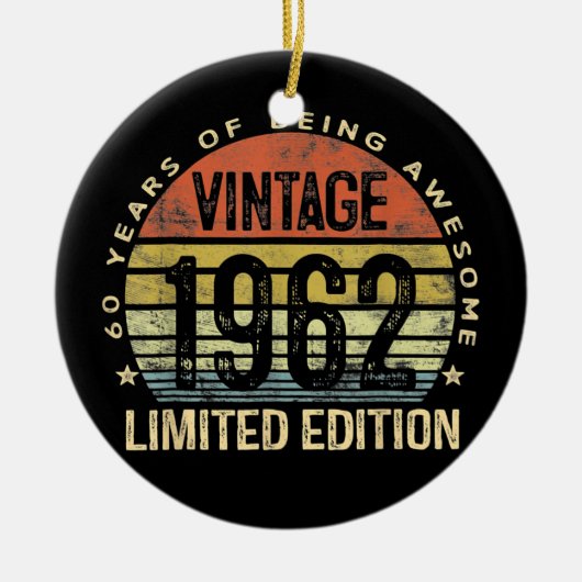 第60誕生日ギフトヴィンテージ1962限定版 セラミックオーナメント (正面)