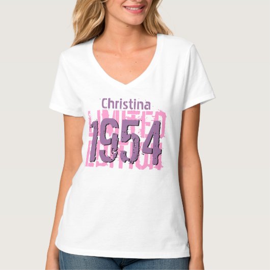 第60誕生日ギフト1954限定版V60Bピンク Tシャツ (正面)
