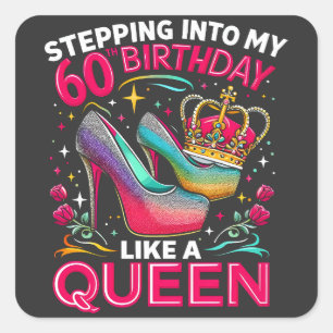 第60誕生日クイーンズハッピー60年女性 スクエアシール