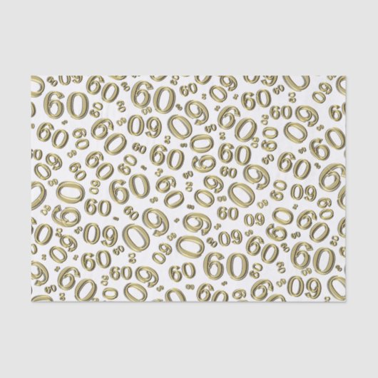 第60誕生日クールな数パターン金ゴールドか白 薄葉紙 (正面)