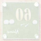 第60誕生日ゴルフボール・ゴルファー用ティー ガラスコースター (裏面)