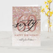 第60誕生日シックグリッターカグラデーションード カード (黄色い花)