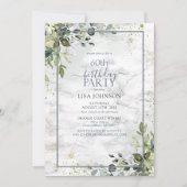 第60誕生日ダスティブルーユーカリ緑 招待状 (正面)