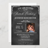 第60誕生日チャルクボードタイポグラフィパーティー招待状 招待状 (正面/裏面)