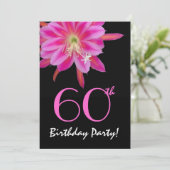 第60誕生日テンプレートピンクフラワー 招待状 (スタンド正面)