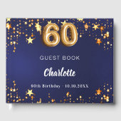 第60誕生日ネイビーブルー金ゴールド星 ゲストブック (正面)