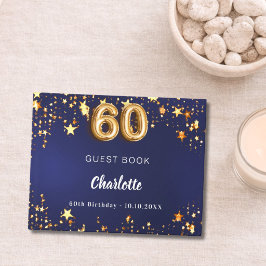 第60誕生日ネイビーブルー金ゴールド星 ゲストブック
