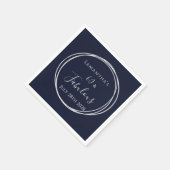 第60誕生日ネイビー銀誕生パーティー スタンダードカクテルナプキン (角)