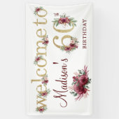 第60誕生日バパーソナライズされたルガンディ金ゴールドバナー 横断幕 (縦)