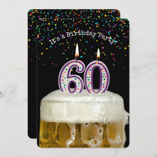 第60誕生日ビールパーティー 招待状 (正面/裏面)