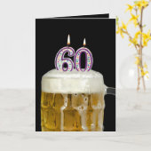 第60誕生日ビール カード (黄色い花)