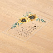 第60誕生日フローラユーカリひまわり アクリル招待状 (レイダウン)