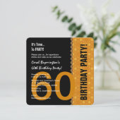 第60誕生日ブラックと金ゴールド（レースV02付き） 招待状 (スタンド正面)