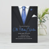 第60誕生日ブルーとブラックTuxedoへの招待 招待状 (スタンド正面)