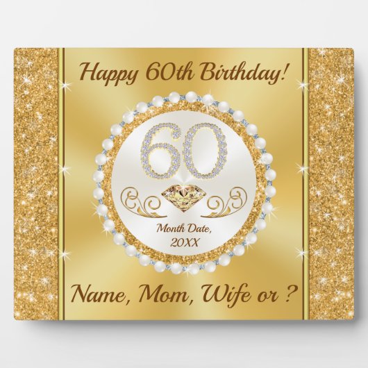 第60誕生日プレゼントパーソナライズされた、 フォトプラーク (正面)