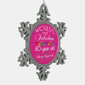 第60誕生日モストファヴルーゲカラフルムピンク スノーフレークピューターオーナメント (左)