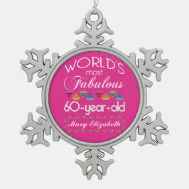 第60誕生日モストファヴルーゲカラフルムピンク スノーフレークピューターオーナメント