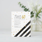 第60誕生日モダンタイポグラフィパーティー インビテーションポストカード (スタンド正面)
