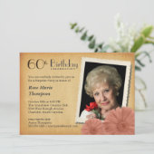 第60誕生日ヴィンテージデイジーフォト招待状 招待状 (スタンド正面)