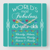 第60誕生日友人の宝石のほとんどのすばらしいグループ スクエア壁時計 (正面)