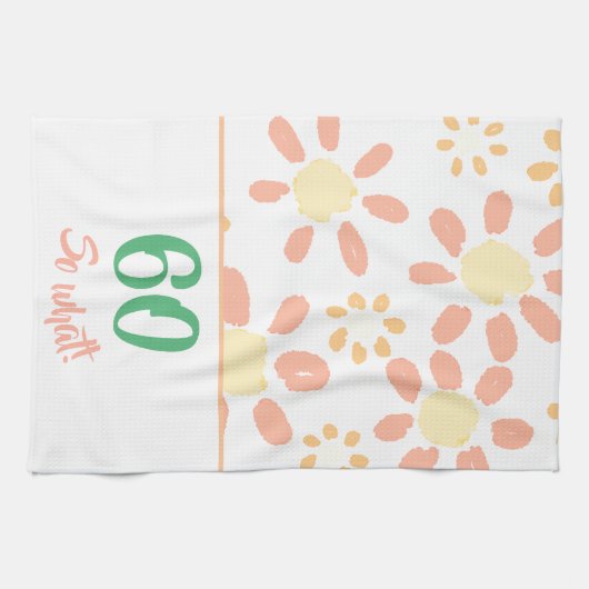 第60誕生日女やる気を起こさせるおもしろい性フローラ キッチンタオル (横)