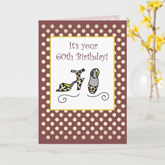 第60誕生日婦人靴 カード (黄色い花)