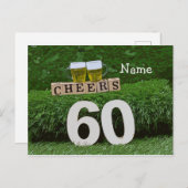 第60誕生日応援とビールの招待 ポストカード (正面/裏面)