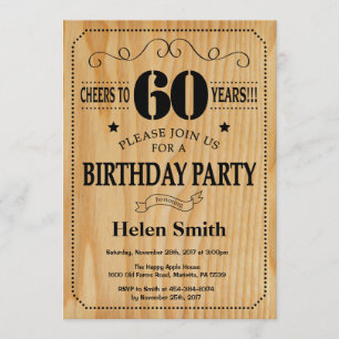 第60誕生日招待状ウ素朴ッド 招待状