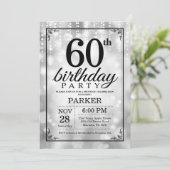 第60誕生日招待状シルバーグリッター 招待状 (スタンド正面)