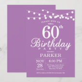 第60誕生日招待状パープルラベンダー 招待状 (正面/裏面)