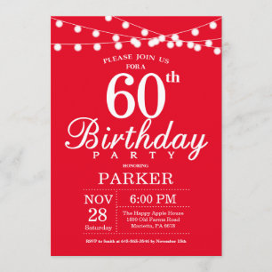 第60誕生日招待状レッド 招待状