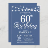 第60誕生日招待状青 招待状 (正面/裏面)