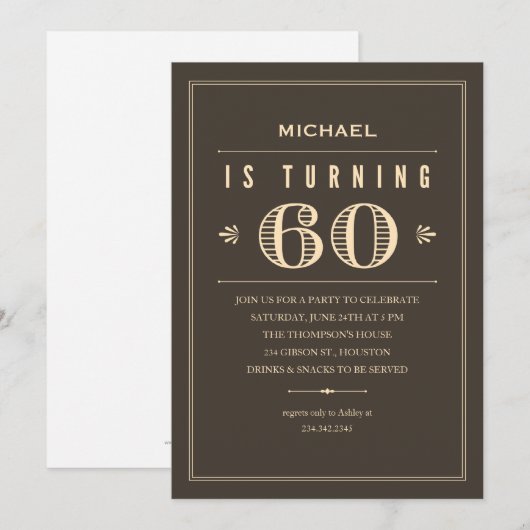 第60誕生日招待状 招待状 (正面/裏面)