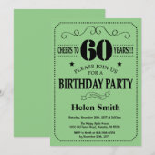 第60誕生日招待状（黒と緑） 招待状 (正面/裏面)