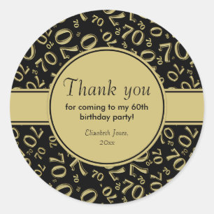 第60誕生日数パターン金ゴールドか黒ありがとう ラウンドシール