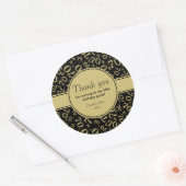 第60誕生日数パターン金ゴールドか黒ありがとう ラウンドシール (封筒)