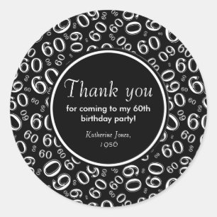 第60誕生日数パターン黒か白ありがとう ラウンドシール