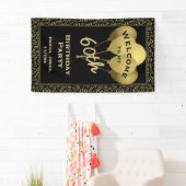 第60誕生日数Pattenの金ゴールドのamdの黒を歓迎して下さい 横断幕 (インサイチュ)