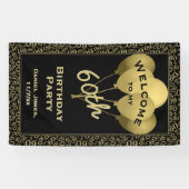 第60誕生日数Pattenの金ゴールドのamdの黒を歓迎して下さい 横断幕 (横)