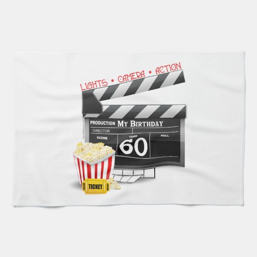 第60誕生日映画テーマ キッチンタオル (横)