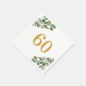 第60誕生日水彩ユーカリ スタンダードカクテルナプキン (角)