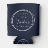 第60誕生日海軍シルバーパーソナライズされたパーティー賛成 缶クーラー (正面)