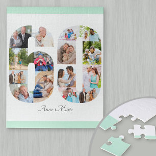 第60誕生日第60号フォトコラージミント ジグソーパズル