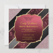 第60誕生日第60金ゴールドRuby Gemsフォトフレーム 招待状 (裏面)