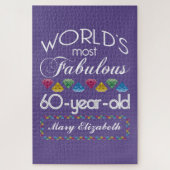 第60誕生日紫色ほとんどのすばらしくカラフルな宝石 ジグソーパズル (縦)